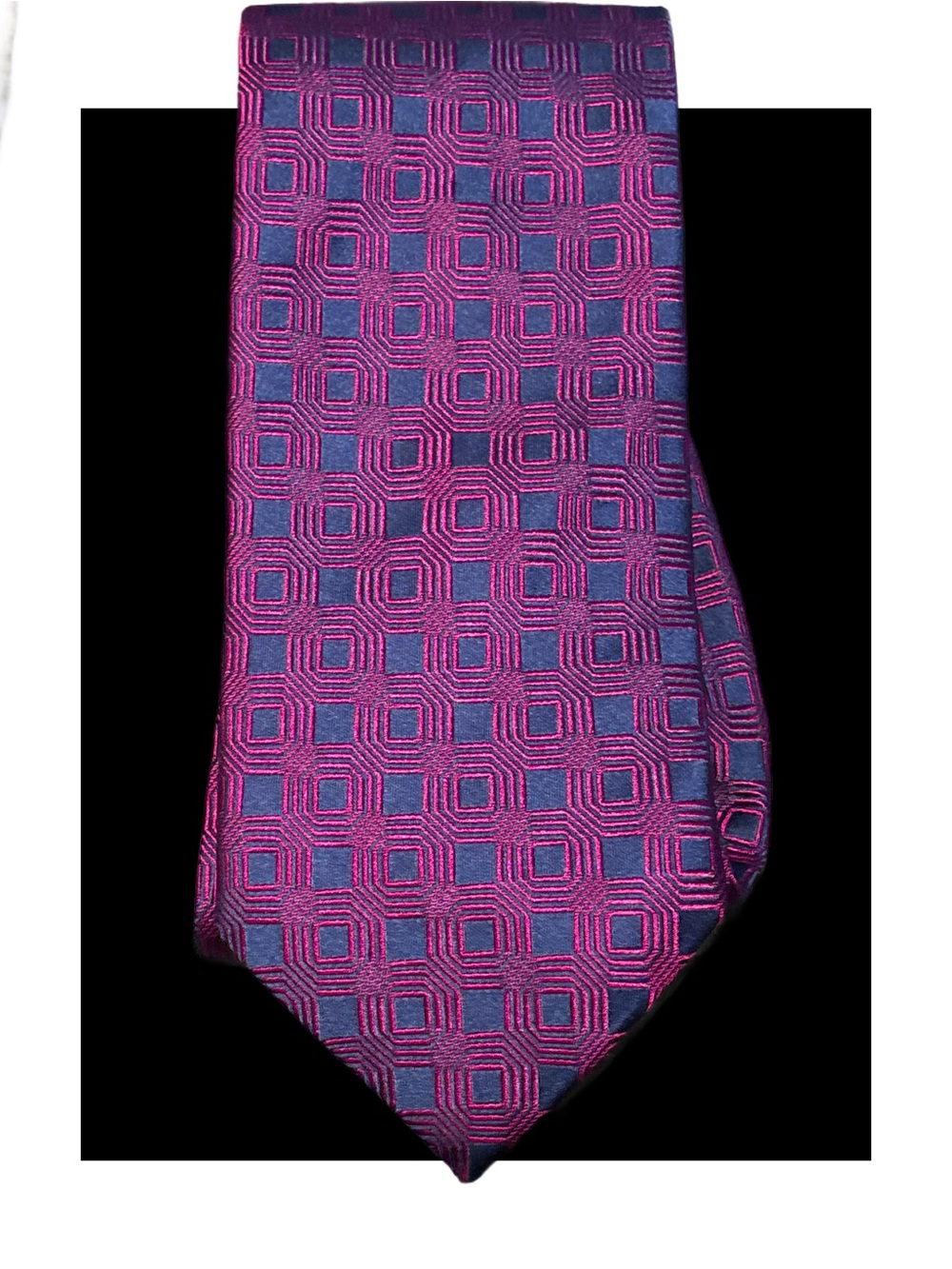 Copy listing Charles Tyrwhitt Magenta and Navy Geometric Silk Tie